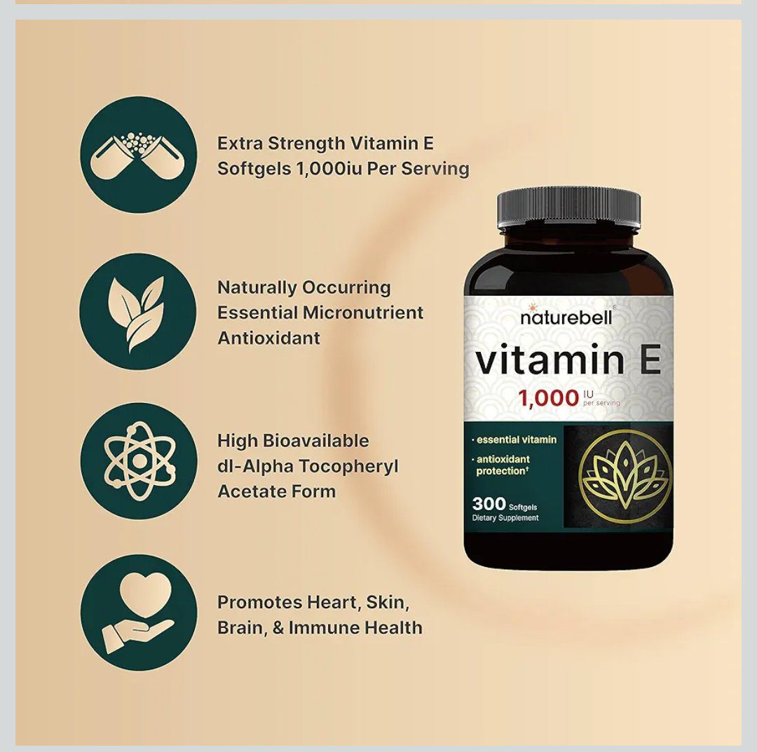 ناتشر بيل فيتامين هـ Oil سوفت جيل، 1، 000 وحدة دولية لكل حصة، 300 Pills - Essential Antioxidant supplements، Easily Absorbed | NatureBell Vitamin E Oil Softgels، 1، 000 IU Per Serving، 300 Pills