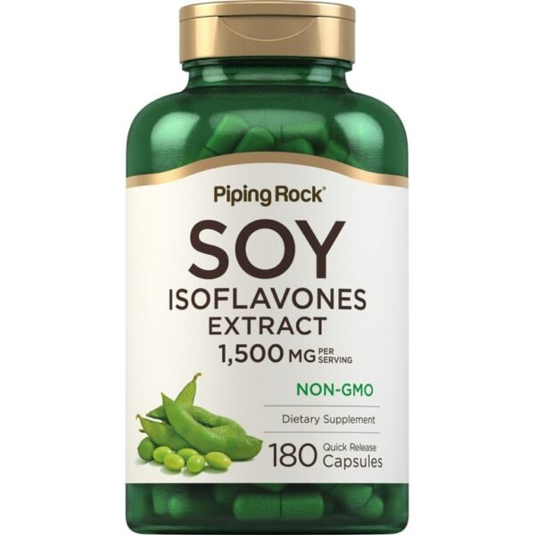 Soy Isoflavones | 1500 mg | 180 Capsules | Non-GMO, Gluten Free Extract Supplement | by Piping Rock