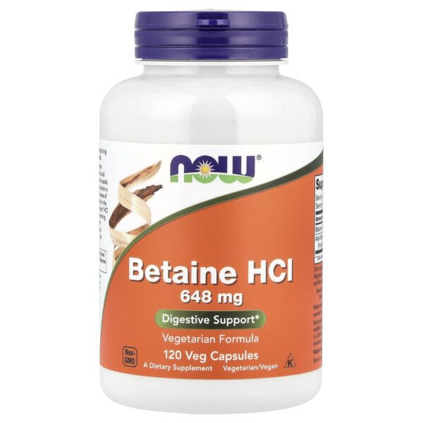 Now, Betaine HCl, 120 Veg Capsules