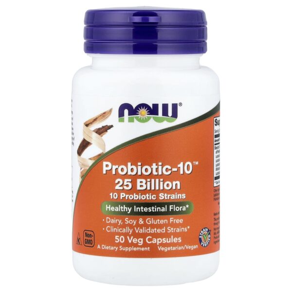 Now, Probiotic-10™ 25 billions , 50 Veg Capsules