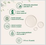 ⁦Micro Ingredients 2 Pack Vitamin D3 10000 iu + K2 (MK-7) 200 mcg Drops, 4 fl oz | Plus Black Seed & MCT Oil | 4-in-1 Bone, Immune, & Heart Health Support | Easy Absorption
ميكرو انجردينت د٣، ك٢ نقط⁩ - الصورة ⁦4⁩