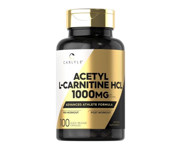 Carlyle Acetyl L-Carnitine HCL | 1000mg | 100 Capsules | Advanced Athlete Formula | Pre-Workout Supplement | Non-GMO & Gluten Free