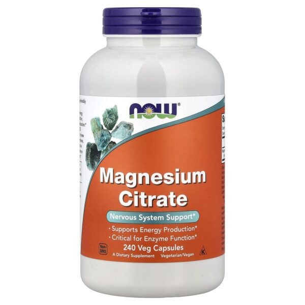 سيترات المغنيسيوم لدعم الجهاز العصبي - 240 كبسولة نباتية 0Magnesium citrate Now