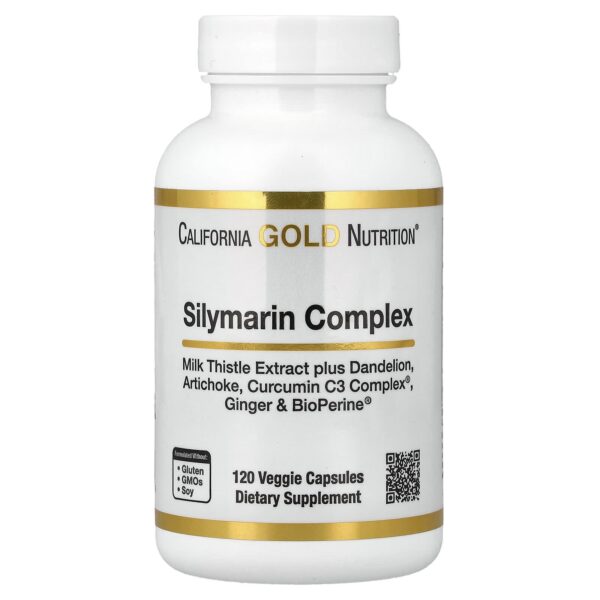 California gold nutrition, Silymarin Complex, Milk Thistle Extract Plus Dandelion, Artichoke, Curcumin C3 Complex®, Ginger, and BioPerine®, 120 Veggie Capsules

سيلامارين كومبلكس لصحة الكبد ١٢٠ كبسولة