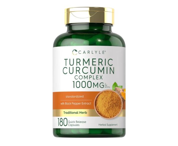 Carlyle Turmeric Curcumin with Black Pepper 1000mg | 180 Capsules 
كاريل كركيومين تركيز ١٠٠٠ مج