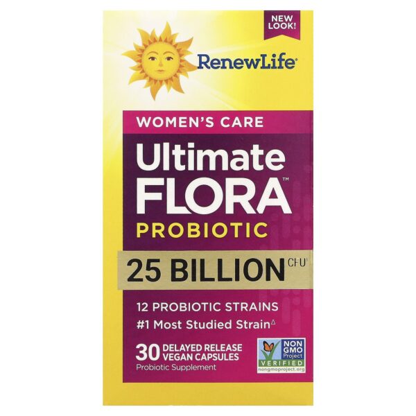 Renew Life Probiotics for Women, 25 Billion CFU Guaranteed, Probiotic Supplement for Digestive, Vaginal & Immune Health, Shelf Stable, Soy, Dairy & Gluten Free, 90 Capsules