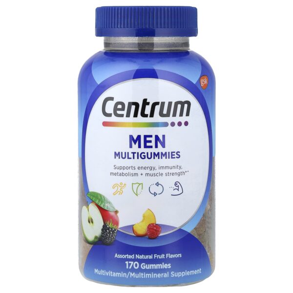 Centrum Men 170 Gummies. 
علكات Multigummies للرجال ، نكهات طبيعية متنوعة ، 170 علكة.