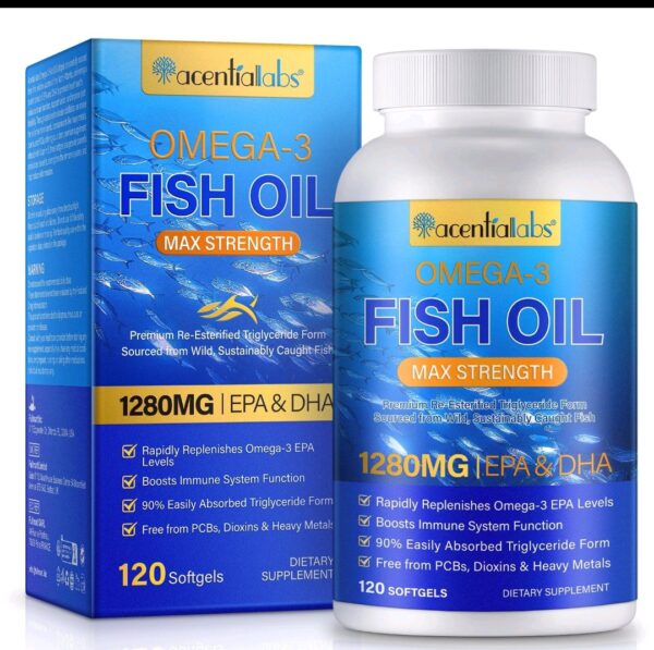 Omega 3 Fish Oil Supplements 1280mg with EPA & DHA, High Potency Omega 3 Lemon