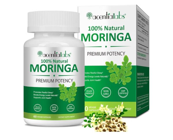acentialabs , Moringa Capsules 800mg, Pure Moringa Powder Capsules Supports Energy, Joint & Immunity & Gut Health, Vegan Extract Non-GMO (60pcs)