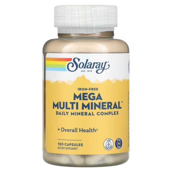Solaray , Mega Multi Mineral, Iron Free, 100 Capsules