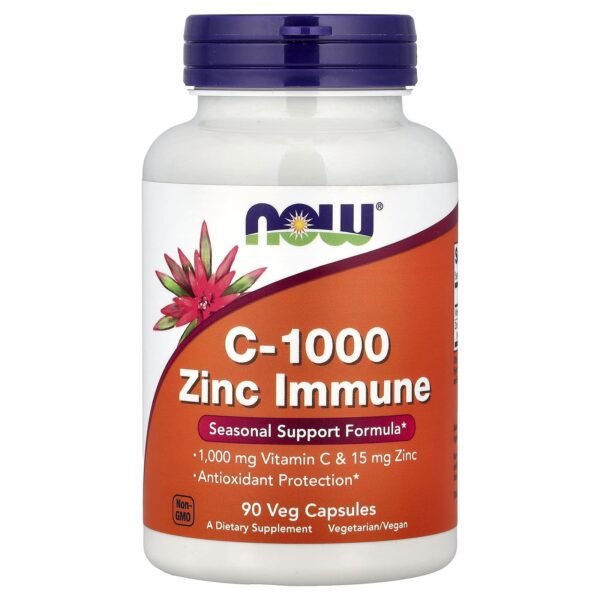 NOW Foods ٫ C-1000, Zinc Immune, 90 Veg Capsules