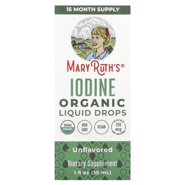 MaryRuth's , Organic Iodine Liquid Drops, Unflavored, 250 mcg, 1 fl oz (30 ml