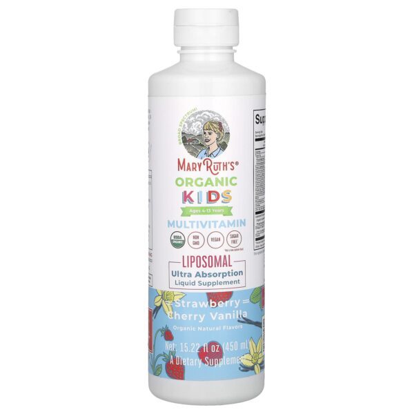 MaryRuth's , Organic Kids Multivitamin Liposomal, Ages 4-13 Years, Strawberry Cherry Vanilla, 15.22 fl oz (450 ml