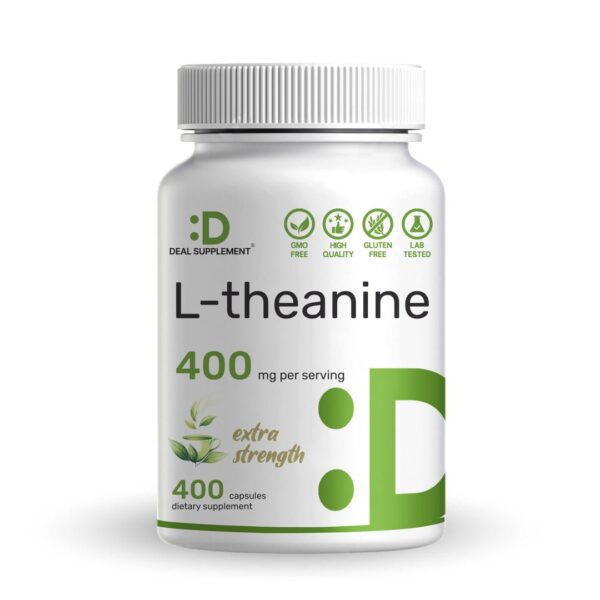 Deal supplements, L-Theanine 400mg, 400 Capsules – Extra Strength Theanine Supplement