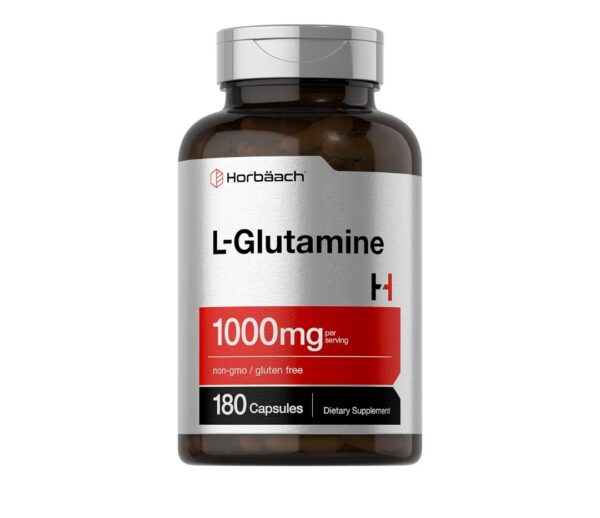 Horbaach L Glutamine Capsules 1000mg | 180 Powder Pills | Supplement for Women and Men | Pre Workout & Post Workout | Non-GMO & Gluten Free
