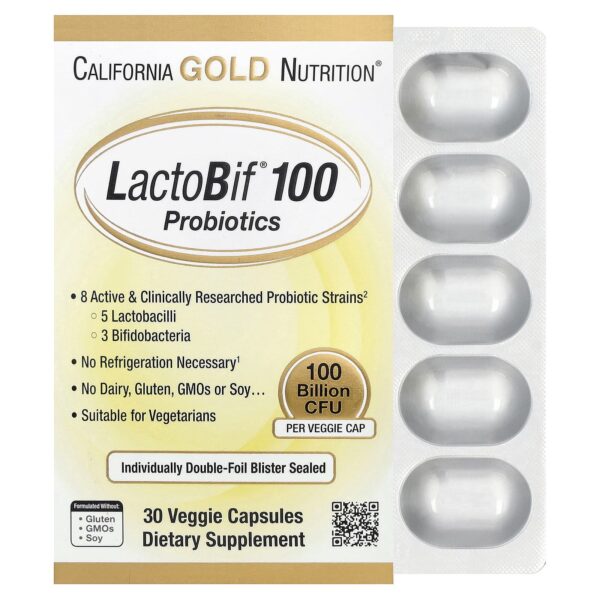California Gold Nutrition , LactoBif® 100 Probiotics, 100 Billion CFU, 30 Veggie Capsules