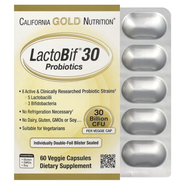 California Gold Nutrition , LactoBif® 30 Probiotics, 30 Billion CFU, 60 Veggie Capsules
