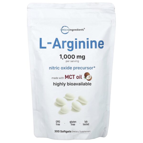 Micro Ingredients , L-Arginine, 300 Softgels (250 mg per Softgel)