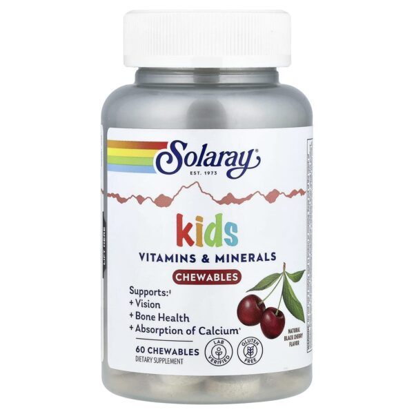Solaray Kids Vitamins & Minerals Chewable, Natural Black Cherry, 60 Chewables