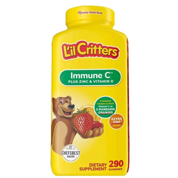 L'il Critters Immune C + vitamin D + Zink Dietary Supplement for kids 290 gumms 30/1/2027