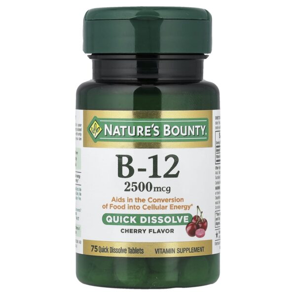 Nature's Bounty , Vitamin B-12, Cherry, 2,500 mcg, 75 Quick Dissolve Tablets