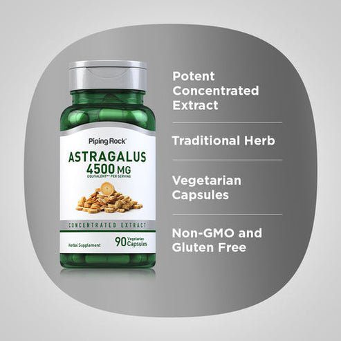 بايبنج روك Astragalus Root مستخلص 4500 مجم | PipingRock Astragalus Root Extract 4500 mg