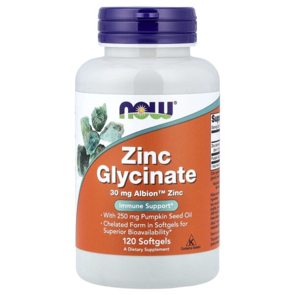 NOW Foods , Zinc Glycinate, 120 Softgels