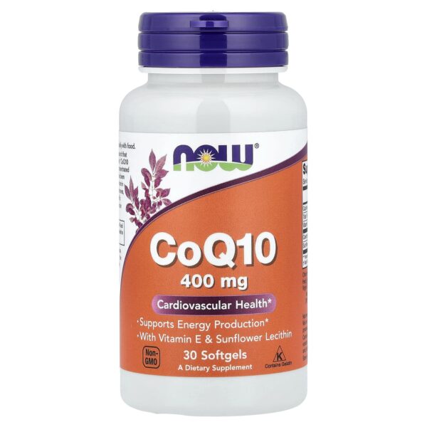 NOW Foods , CoQ10 With Vitamin E & Sunflower Lecithin, 30 Softgels