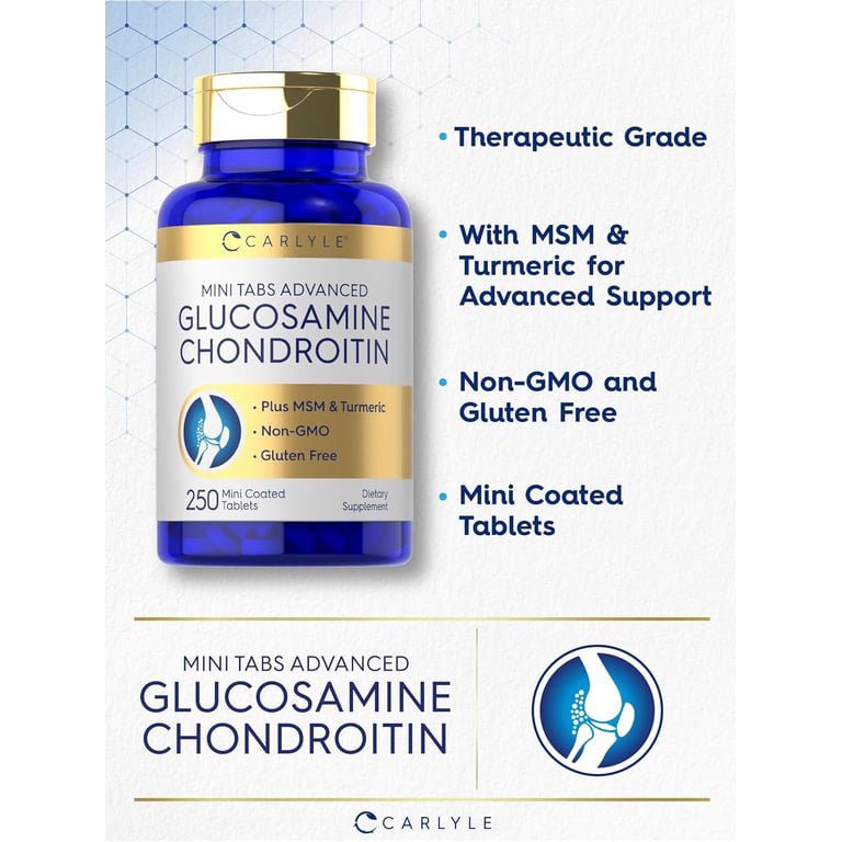 جلوكوزامين كوندرويتين MSM Turmeric — 250 Mini قرص — للرجال و Women — by كارلايل | Glucosamine Chondroitin MSM Turmeric