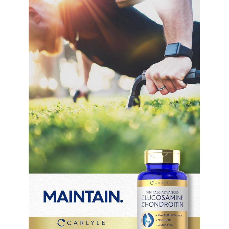 جلوكوزامين كوندرويتين MSM Turmeric — 250 Mini قرص — للرجال و Women — by كارلايل | Glucosamine Chondroitin MSM Turmeric