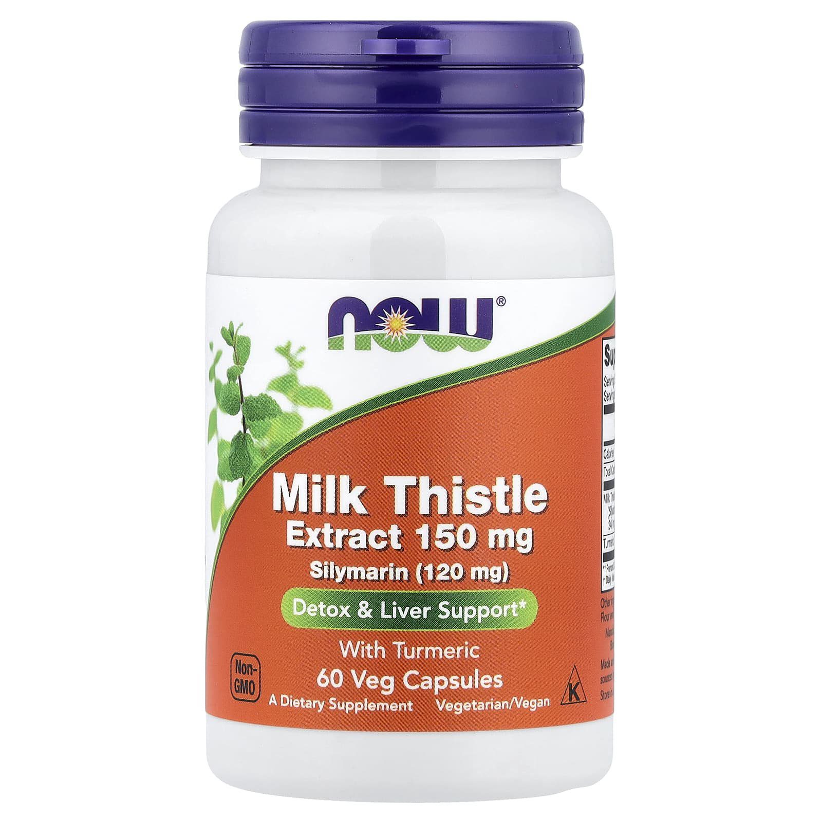 ناو فودز، حليب الشوك مستخلص مع Turmeric، 60 كبسولة نباتية | NOW Foods، Milk Thistle Extract with Turmeric، 60 Veg Capsules