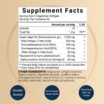 ⁦Naturebell, Vegan Omega 3 Algae Oil Supplement 1,250 mg Per Serving 120 Veggie Softgels⁩ - الصورة ⁦2⁩