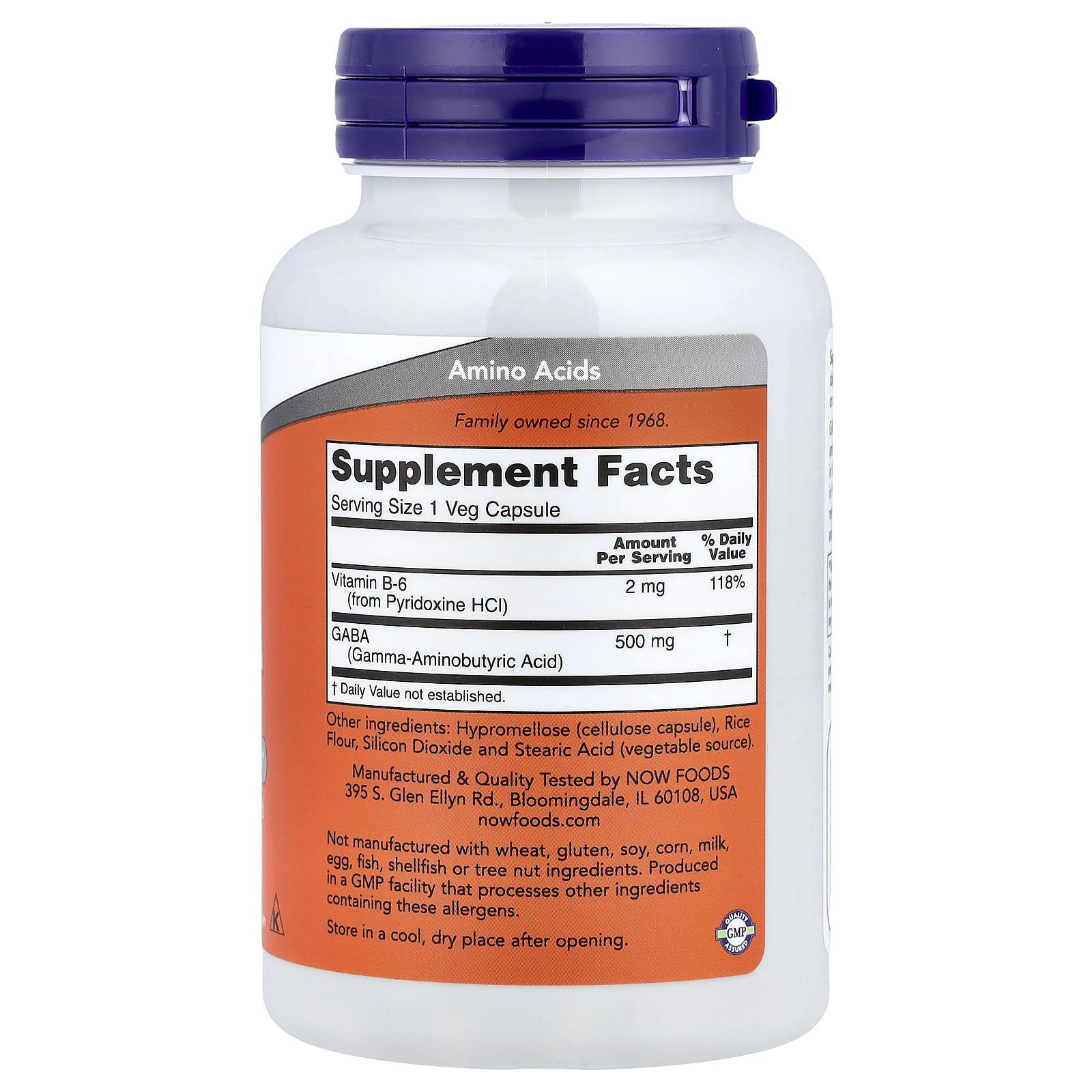 ناو فودز، GABA، 100 كبسولة نباتية | NOW Foods، GABA، 100 Veg Capsules