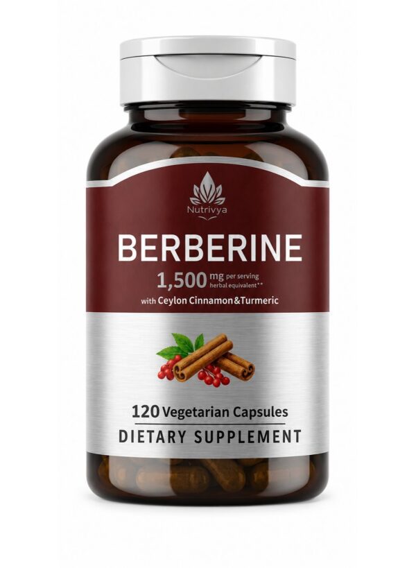 Berberine 1,500mg with Ceylon Cinnamon & Turmeric | 120 Vegetarian Capsules | Non-GMO