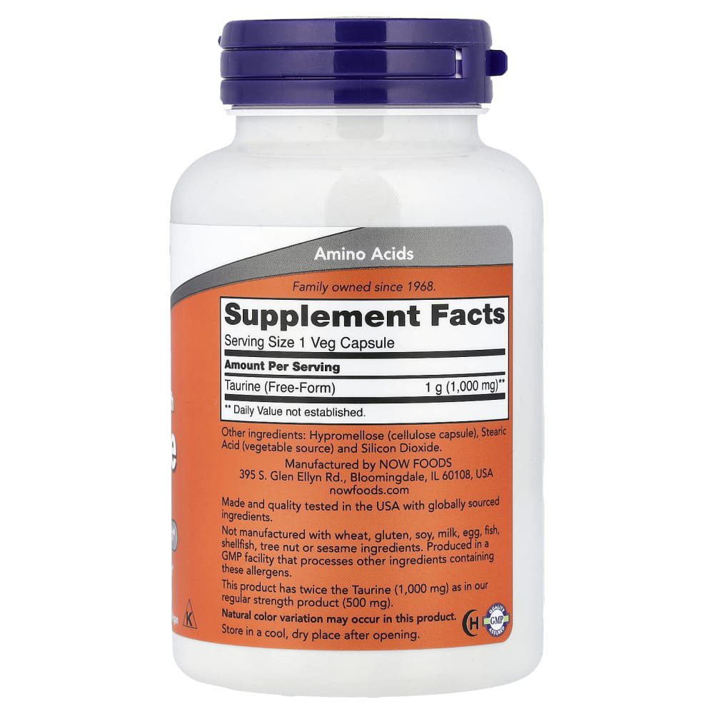 ناو فودز، تورين، 1، 000، 000 ملغم، 100 فيغ كابسوليس | NOW Foods، Taurine، 1، 000 mg، 100 Veg Capsules