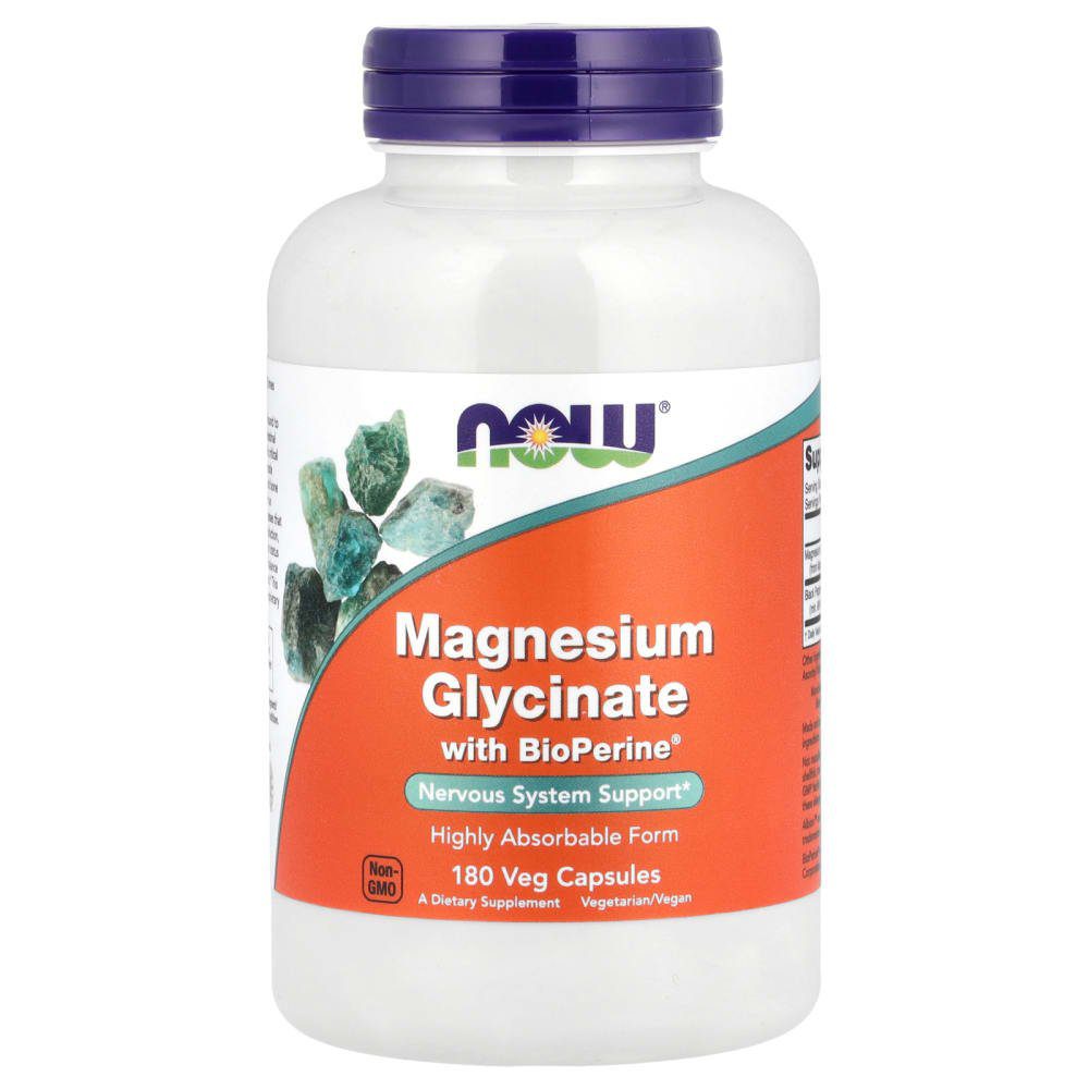ناو فودز، مغنيسيوم جليسينات مع BioPerine، 180 كبسولة نباتية | NOW Foods، Magnesium Glycinate With BioPerine، 180 Veg Capsules