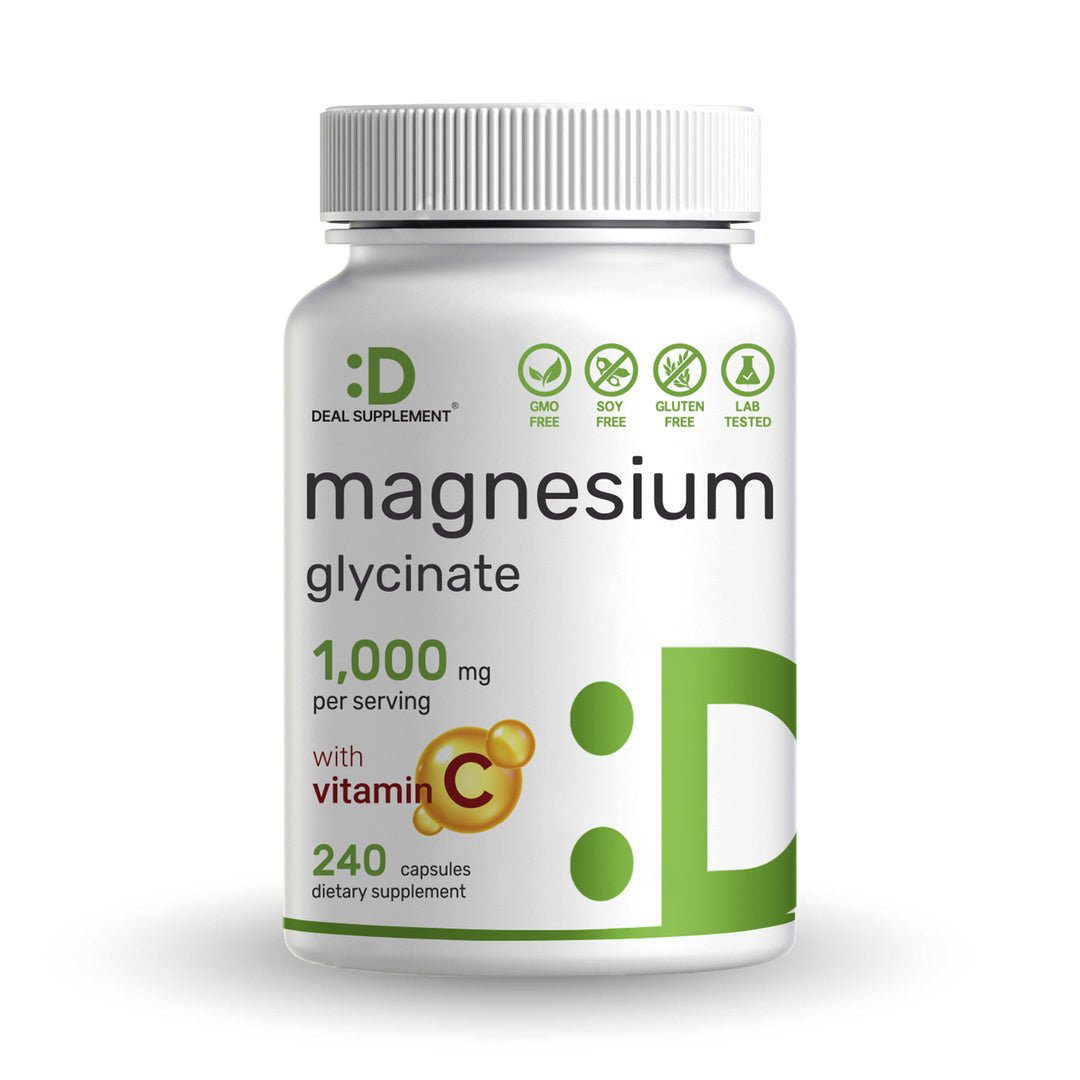 2026/09/1000955233.jpg Deal supplements, Magnesium Glycinate 1,000mg Plus Vitamin C, 240 Capsules - الصورة 1