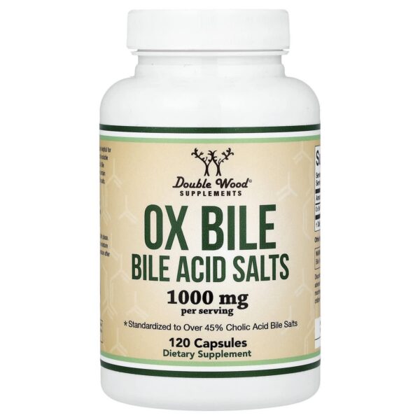 Double Wood, Ox Bile - Bile Acid Salts, 120 Capsules (500 mg per Capsule)