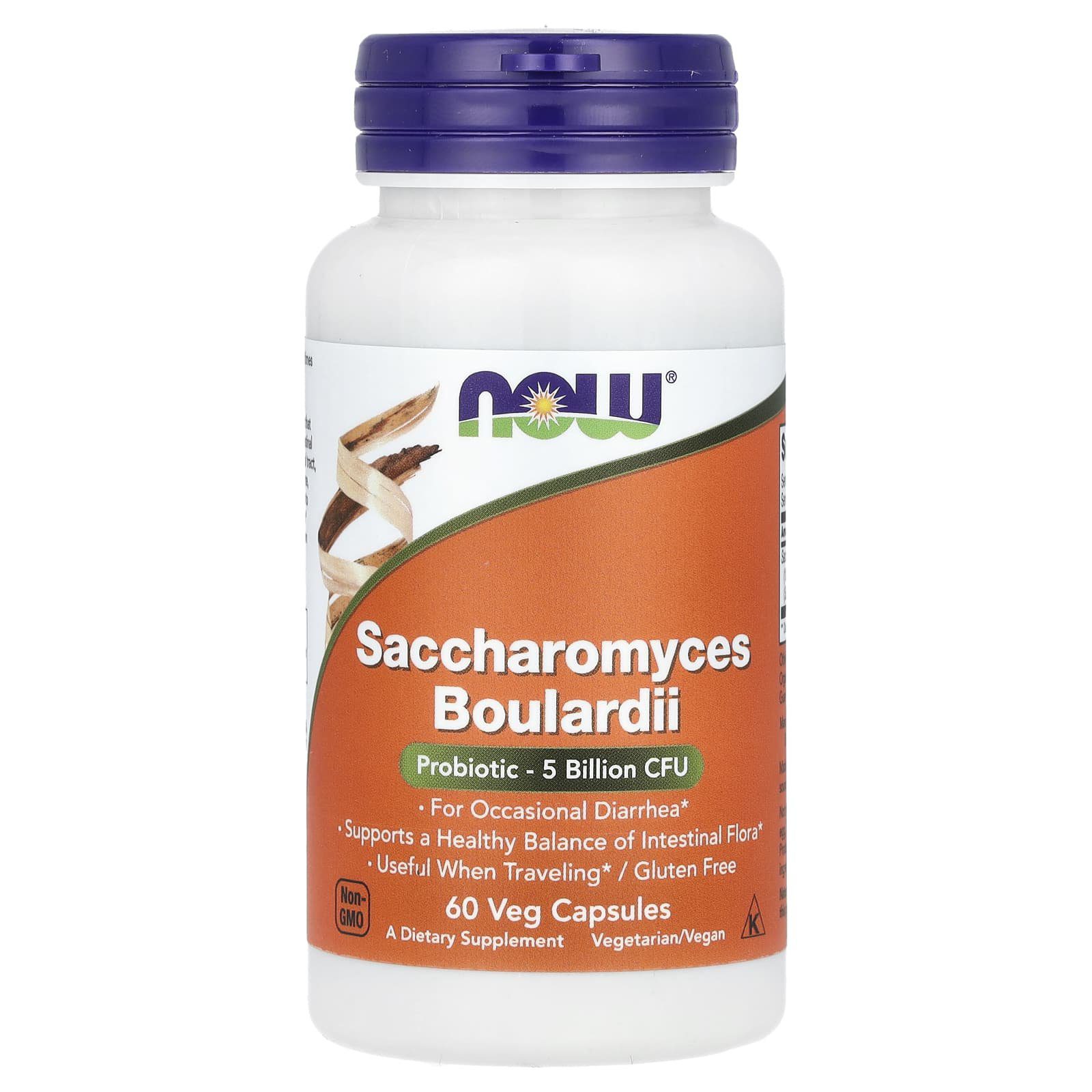 2026/09/1000962240.jpg NOW Foods , Saccharomyces Boulardii, Probiotic , 5 Billion CFU, 60 Veg Capsules - الصورة 1