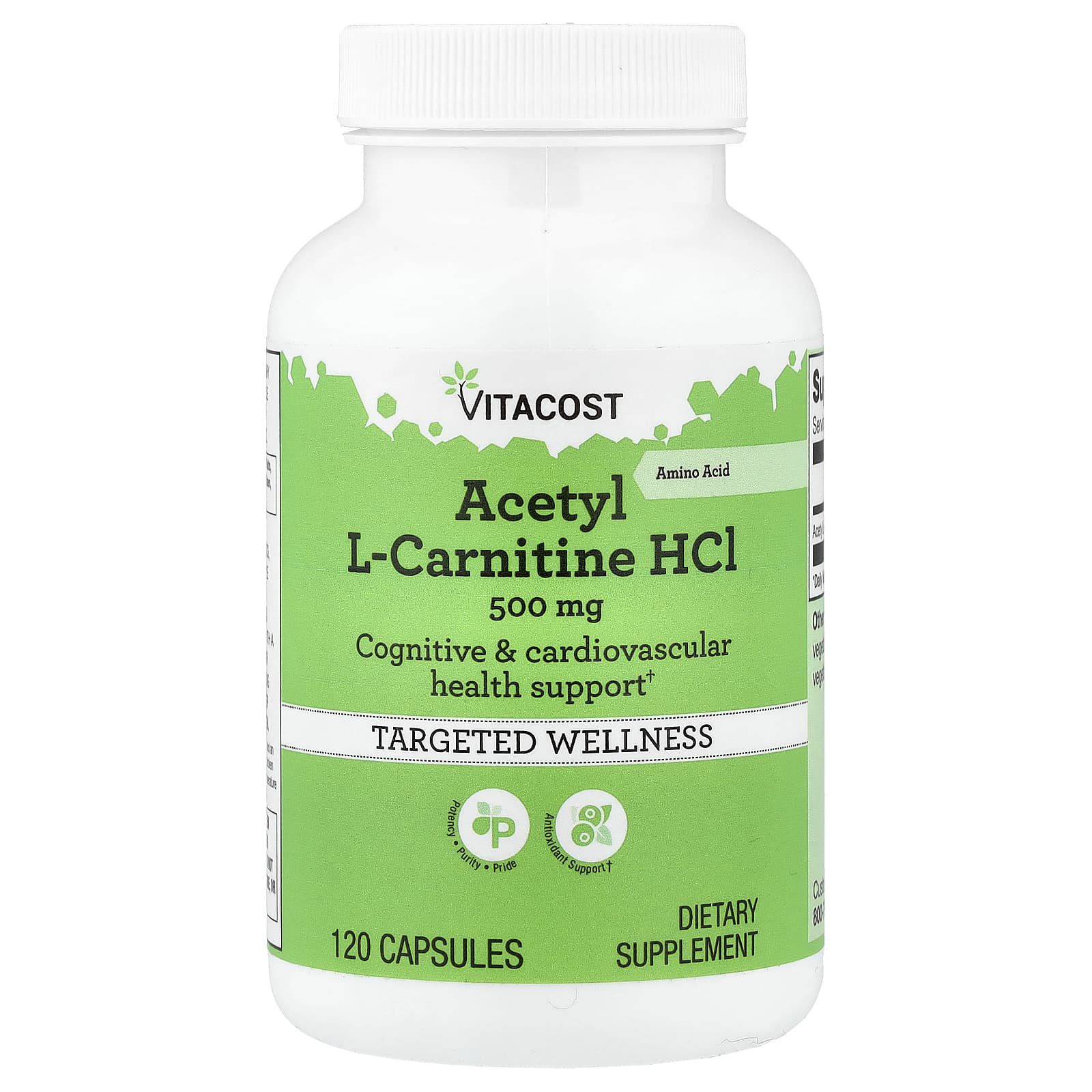 2026/10/1000969649.jpg Vitacost ٫ Acetyl L-Carnitine HCl, 500 mg, 120 Capsules - الصورة 1