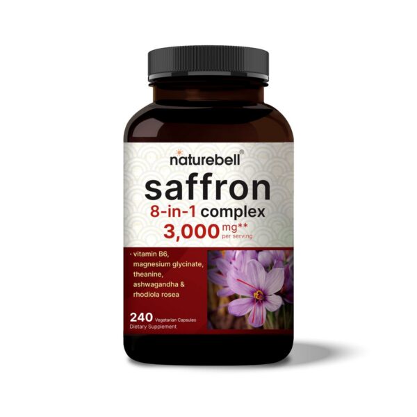 Naturebell, Saffron 8-in-1 Complex 3000mg, 240 Vegetarian Capsules