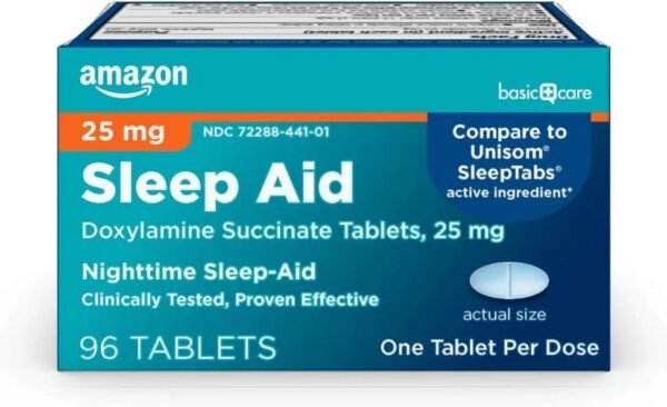 Amazon Basic Care Nighttime Sleep Aid Tablets for 96 Count