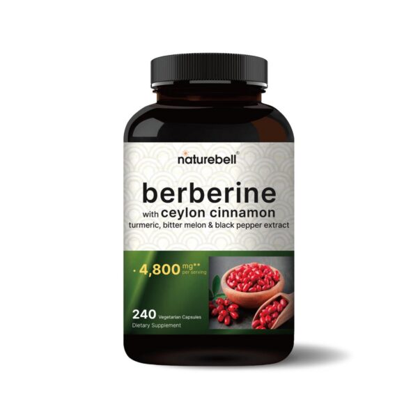 Naturebell, Berberine with Ceylon Cinnamon Complex 4800mg, 240 vegetarian capsules